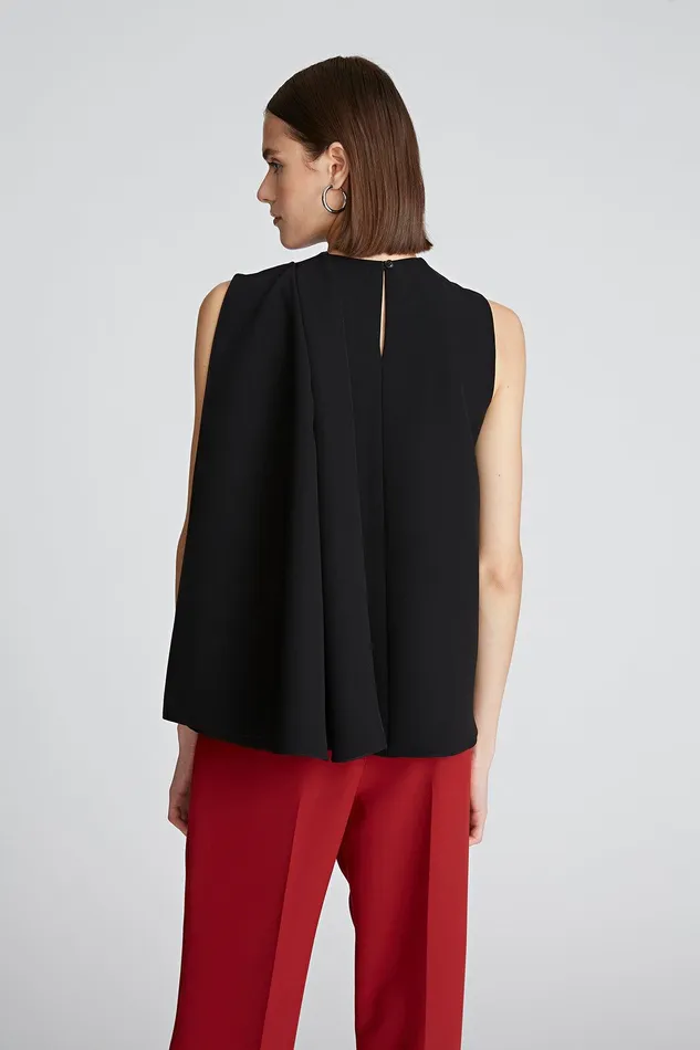 Halston Weslee Top In Stretch Crepe Black Women Tops