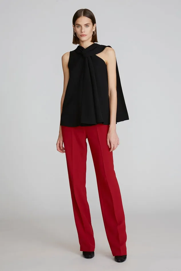 Halston Weslee Top In Stretch Crepe Black Women Tops