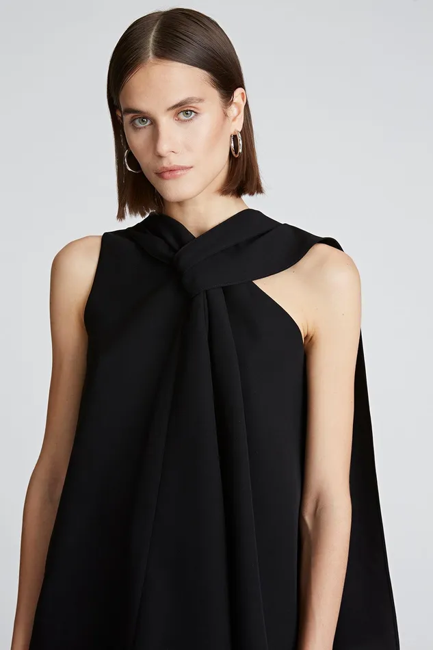 Halston Weslee Top In Stretch Crepe Black Women Tops