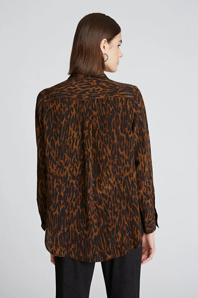 Halston Zora Blouse In Printed Cdc Leopard Print Women Tops Halston Zora Blouse In Printed Cdc Leopard Print Women Tops