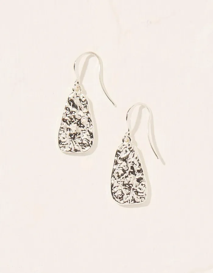 Hammered Drop Earrings Silver Women FatFace Jewellery