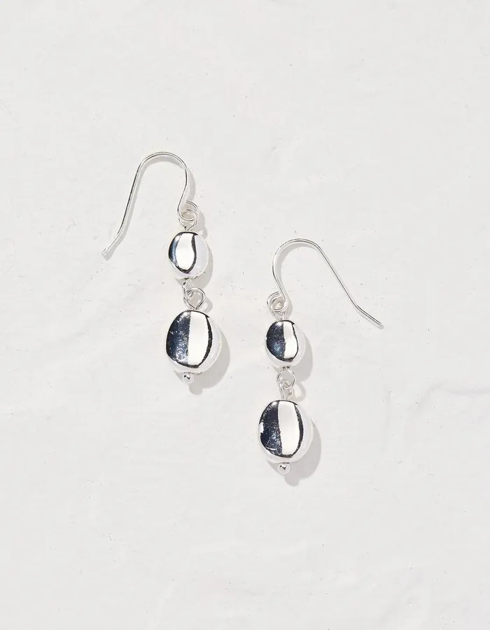 Hammered Drop Earrings Silver Women FatFace Jewellery