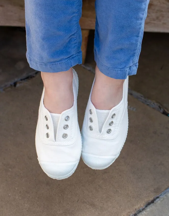 Hampton Canvas Plum Plimsolls White Children Monsoon Girls039 Shoes and Sandals