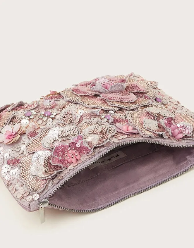 HandEmbellished 3d Flower Pouch Women Monsoon Bags and Purses