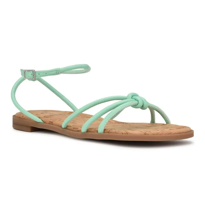 Hanklee Ankle Strap Flat Sandals Mint Green Women Nine West Sandals