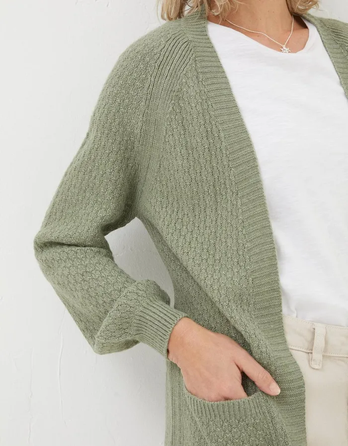Hannah Edge To Edge Cardigan Sage Green Women FatFace Knitwear
