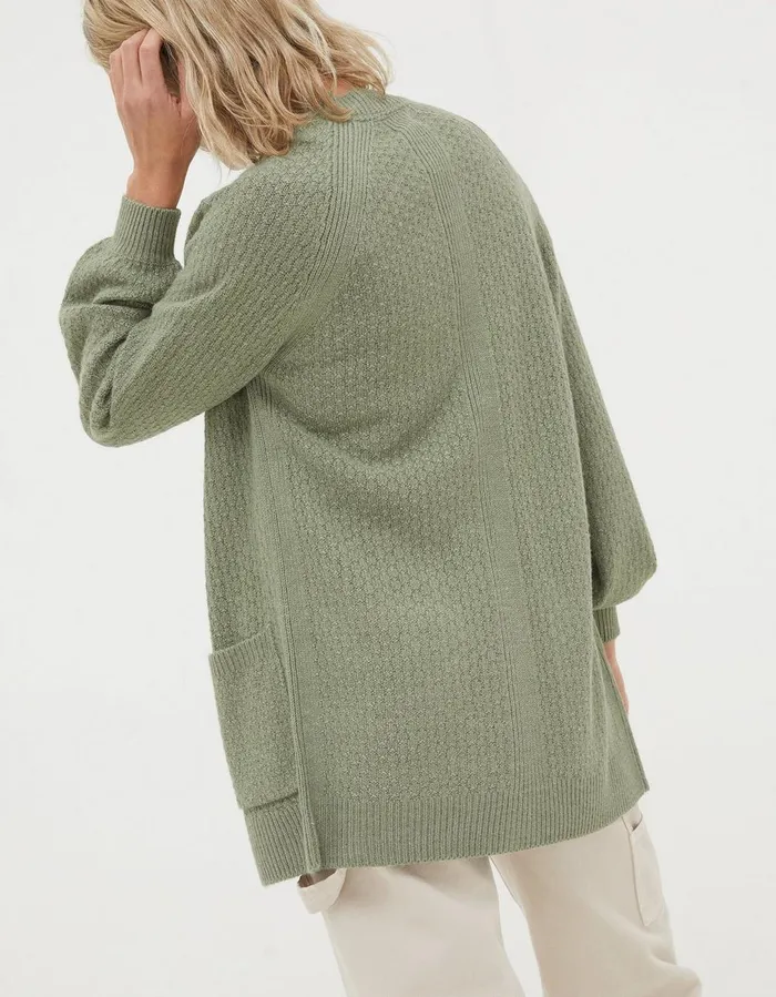 Hannah Edge To Edge Cardigan Sage Green Women FatFace Knitwear