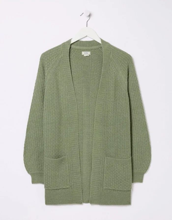 Hannah Edge To Edge Cardigan Sage Green Women FatFace Knitwear