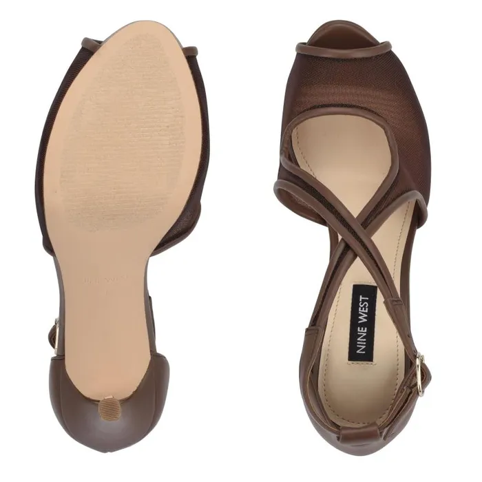 Hanya Peep Toe Platform Pumps Medium Brown Women Nine West Heels