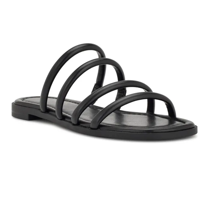 Hapily Flat Slide Sandals Black Women Nine West Sandals