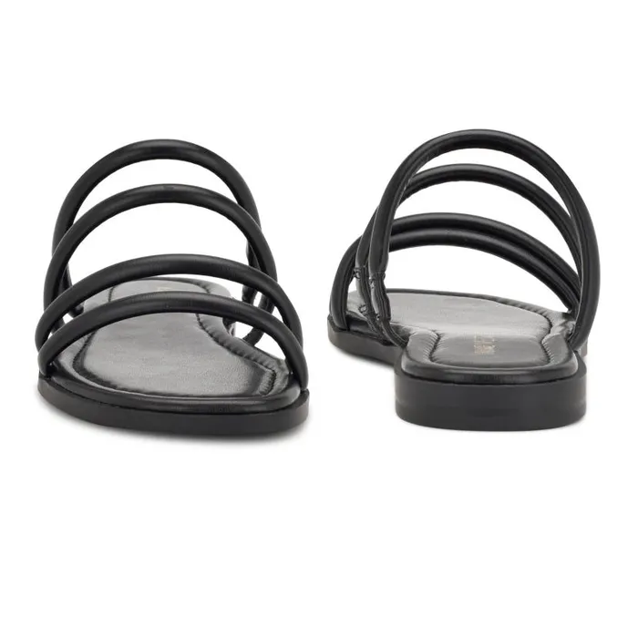 Hapily Flat Slide Sandals Black Women Nine West Sandals