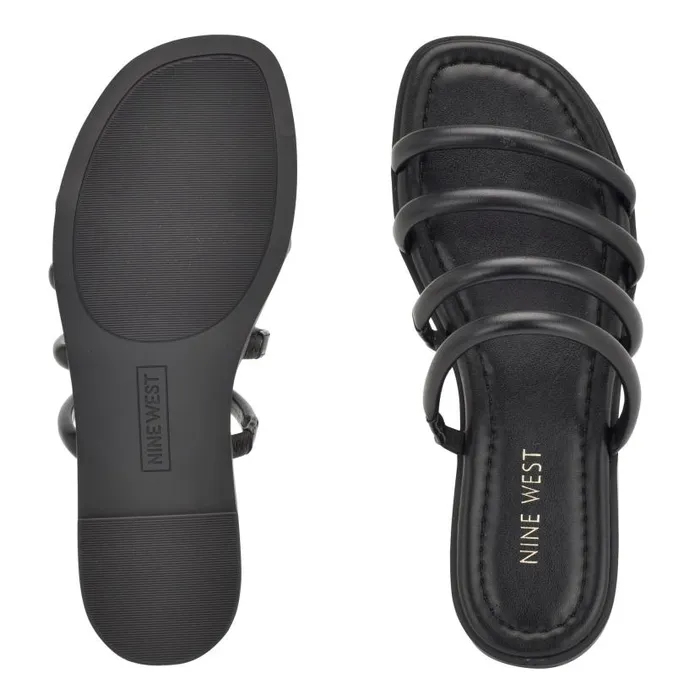 Hapily Flat Slide Sandals Black Women Nine West Sandals