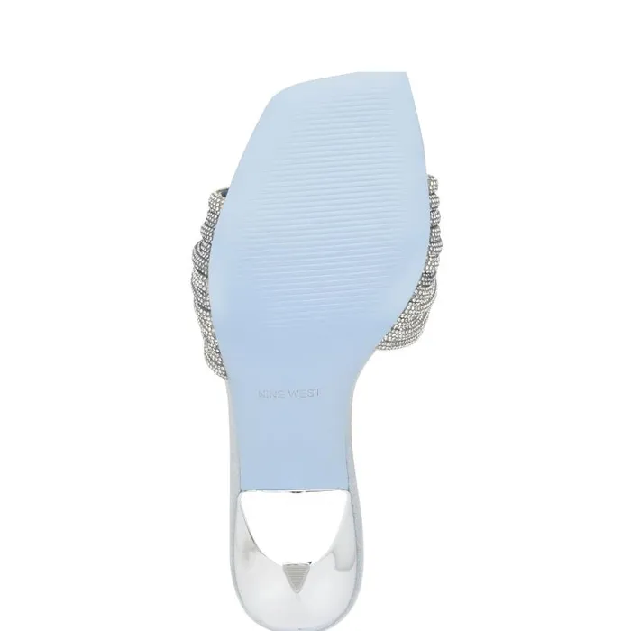 Harbor Heeled Slide Sandals Blue Women Nine West Sandals