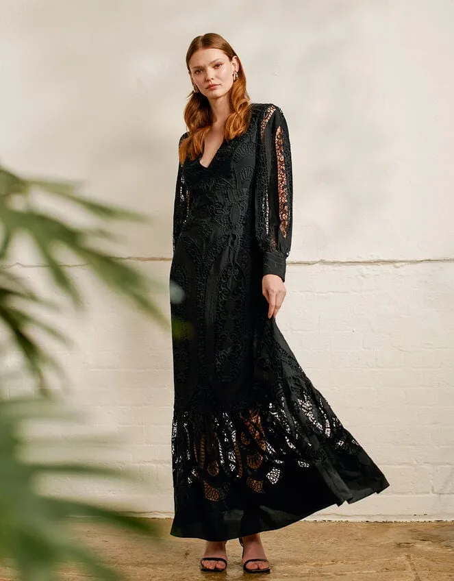 Harlow Lace Maxi Dress Black Women Monsoon Occasionwear