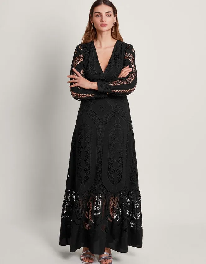 Harlow Lace Maxi Dress Black Women Monsoon Occasionwear
