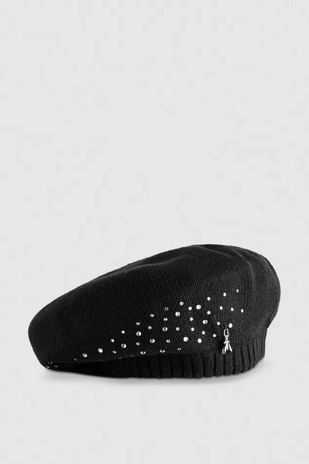 Hats And Gloves Women Patrizia Pepe Beret With Rhinestones Nero