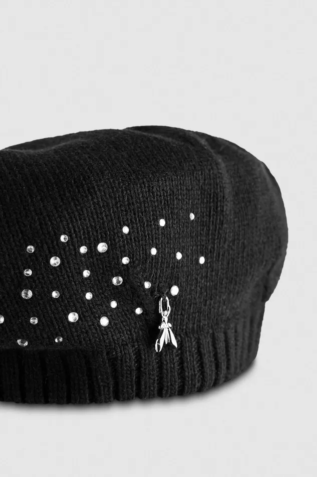 Hats And Gloves Women Patrizia Pepe Beret With Rhinestones Nero