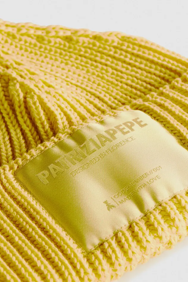 Hats And Gloves Women Patrizia Pepe Ribbed Cap Energy Yellow