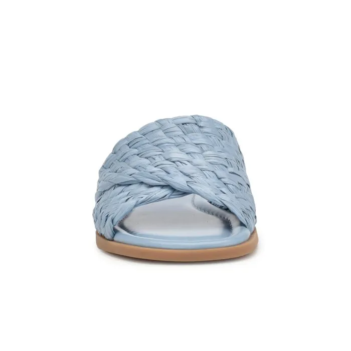 Havah Flat Slide Sandals Mist Blue Women Nine West Sandals