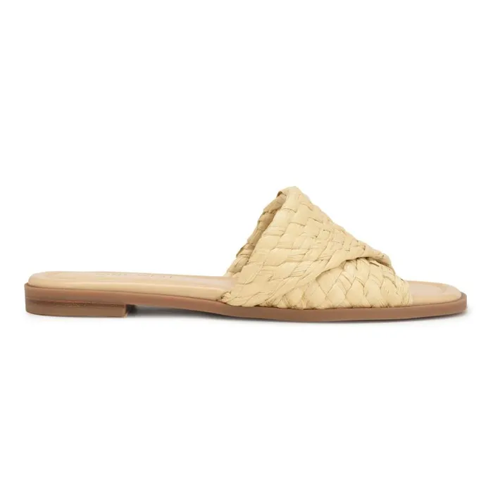 Havah Flat Slide Sandals Natural Women Nine West Sandals