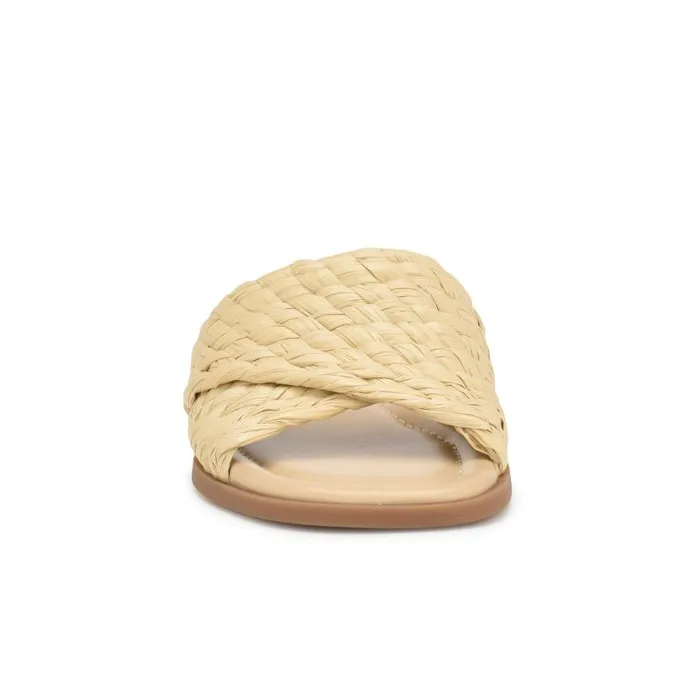 Havah Flat Slide Sandals Natural Women Nine West Sandals