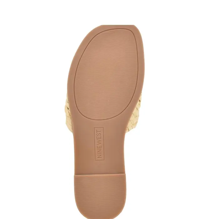 Havah Flat Slide Sandals Natural Women Nine West Sandals