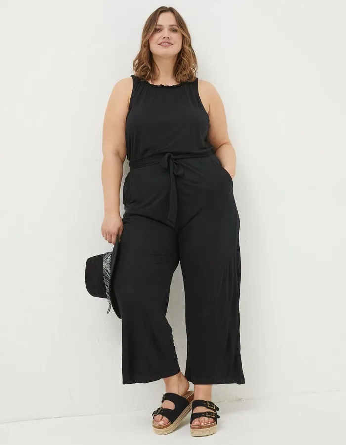 Haylie Jersey Jumpsuit Black Women FatFace Jumpsuits and Playsuits