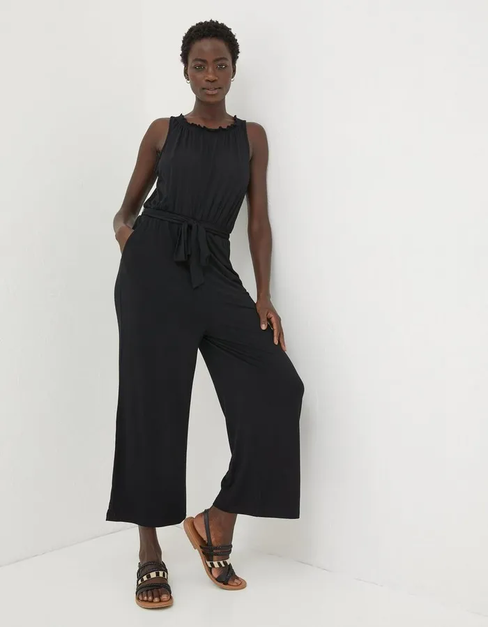Haylie Jersey Jumpsuit Black Women FatFace Jumpsuits and Playsuits