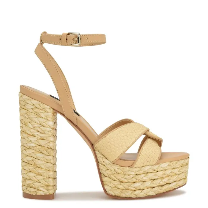 Hayya Woven Platform Sandals Natural Women Nine West Sandals