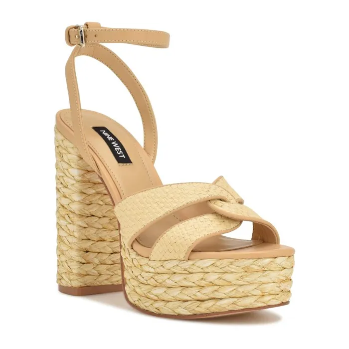 Hayya Woven Platform Sandals Natural Women Nine West Sandals