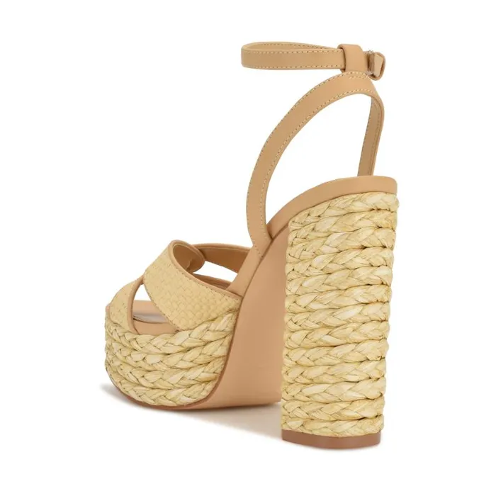 Hayya Woven Platform Sandals Natural Women Nine West Sandals