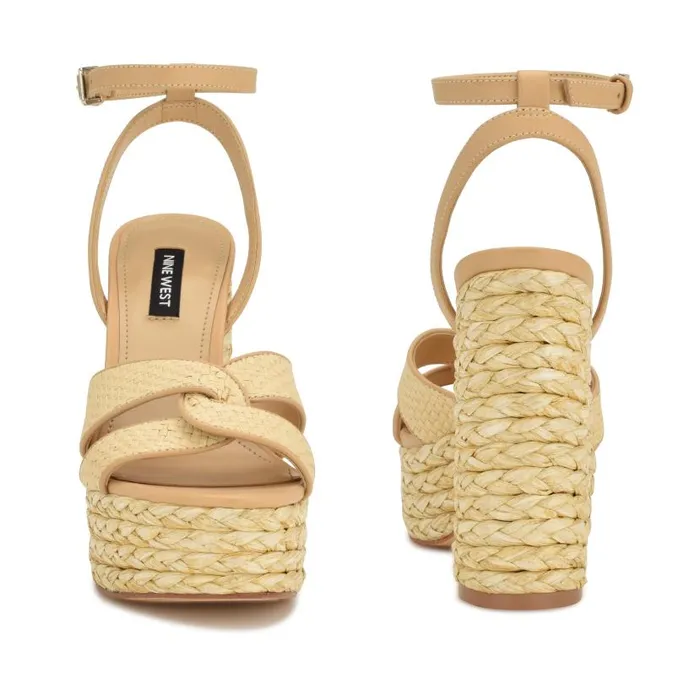 Hayya Woven Platform Sandals Natural Women Nine West Sandals