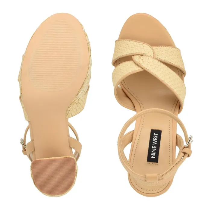 Hayya Woven Platform Sandals Natural Women Nine West Sandals
