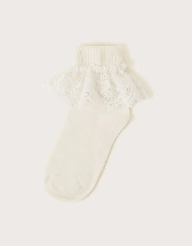 Heart Lace Socks Ivory Children Monsoon Girls039 Tights and Socks