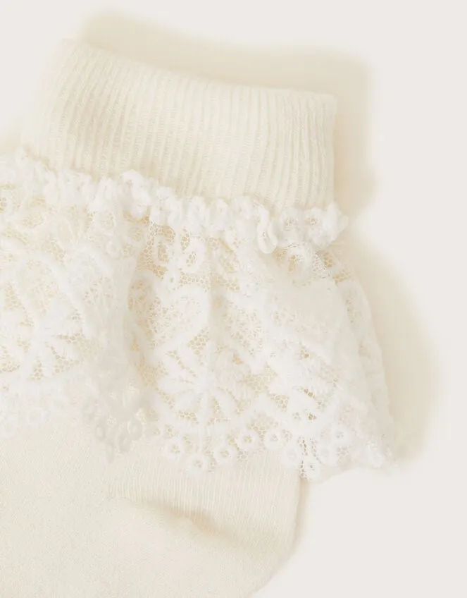 Heart Lace Socks Ivory Children Monsoon Girls039 Tights and Socks