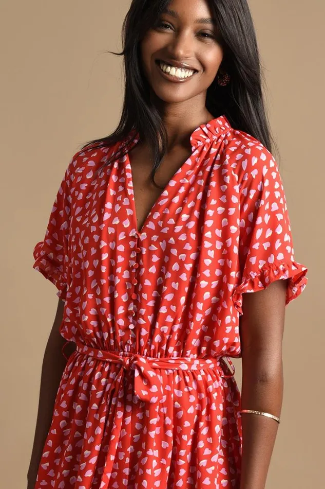 Heart Print Dress RED MIA Women Molly Bracken Dresses