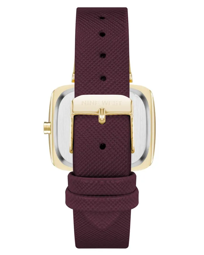 Heritage Rectangular Case Watch Burgundygold WomenMen Nine West Watches