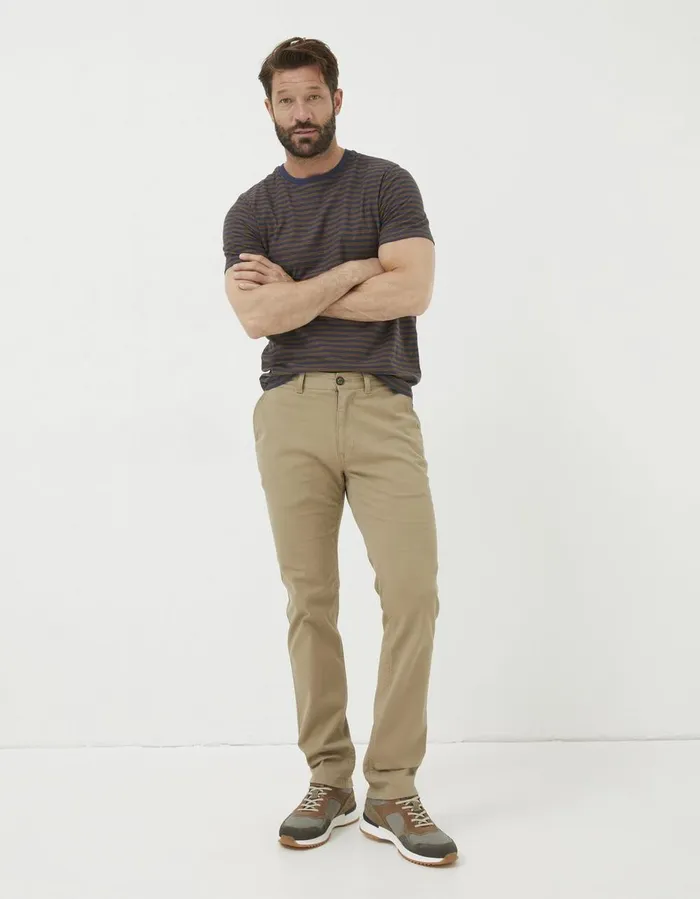 Heyshott Slim Textured Chinos Dark Stone Men FatFace Trousers and Chinos