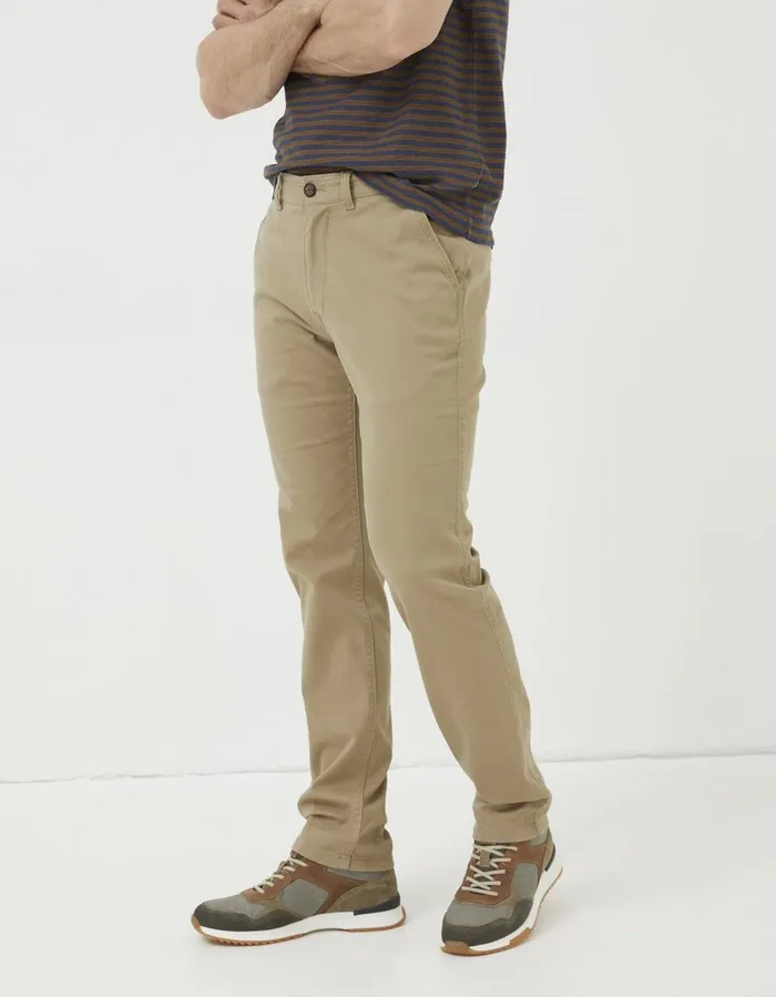 Heyshott Slim Textured Chinos Dark Stone Men FatFace Trousers and Chinos