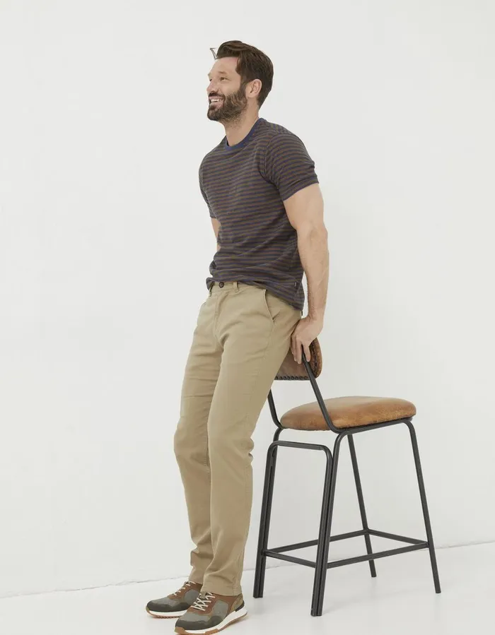 Heyshott Slim Textured Chinos Dark Stone Men FatFace Trousers and Chinos