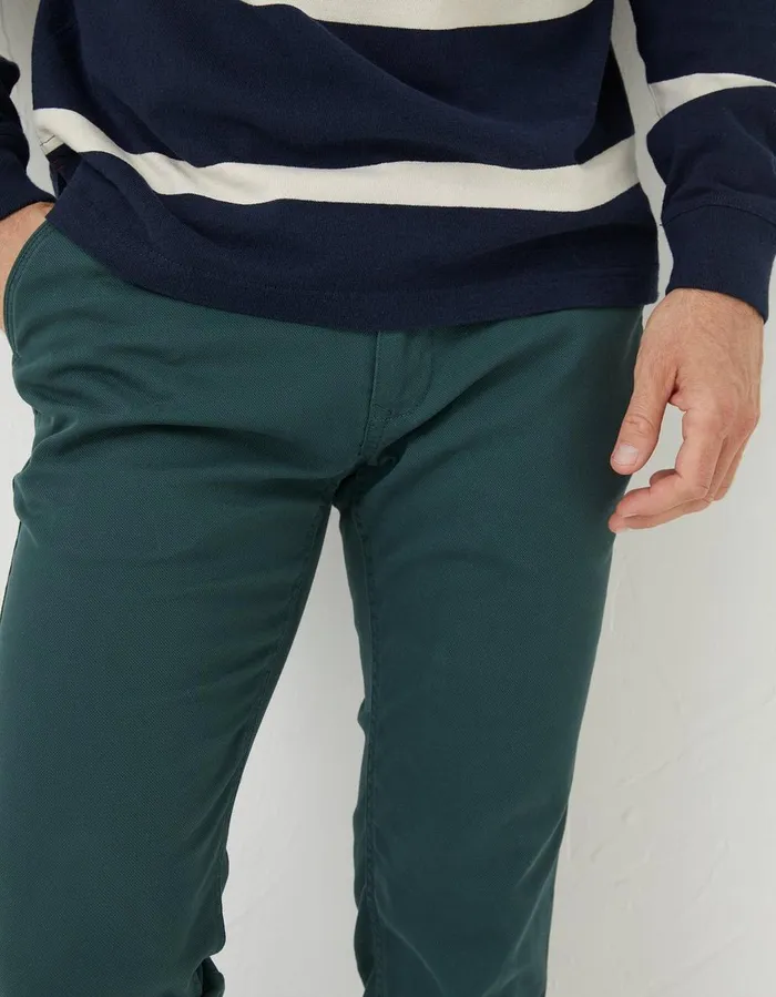 Heyshott Slim Textured Chinos Dark Teal Men FatFace Trousers and Chinos