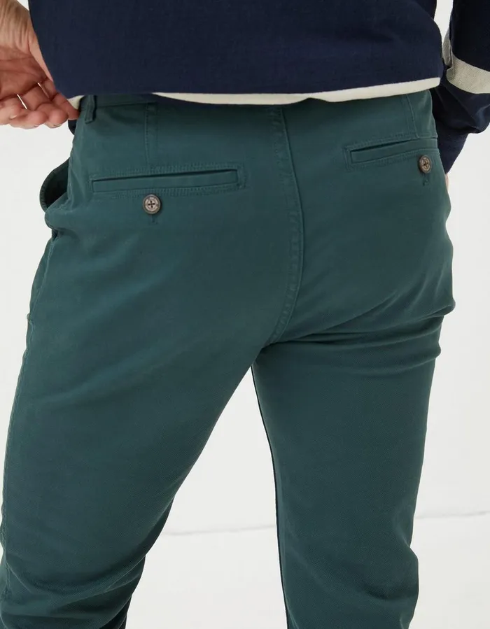 Heyshott Slim Textured Chinos Dark Teal Men FatFace Trousers and Chinos