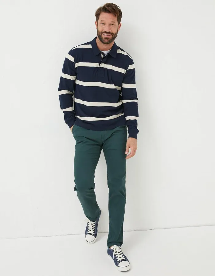 Heyshott Slim Textured Chinos Dark Teal Men FatFace Trousers and Chinos