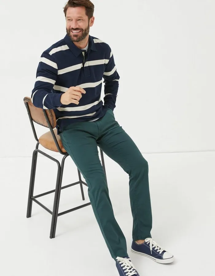 Heyshott Slim Textured Chinos Dark Teal Men FatFace Trousers and Chinos