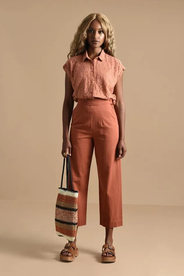 High Waist Wide Leg Pants RUST Women Molly Bracken Pants