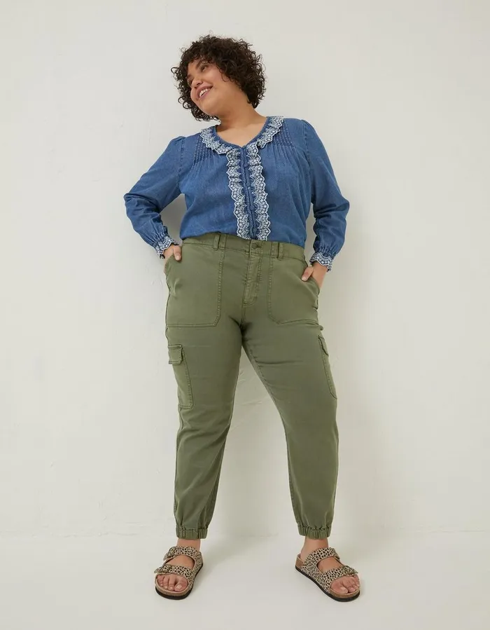 Hythe Cargo Trouser Green Women FatFace Trousers and Leggings