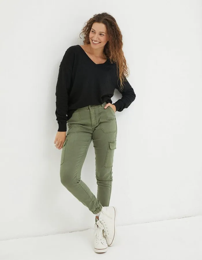 Hythe Cargo Trouser Green Women FatFace Trousers and Leggings