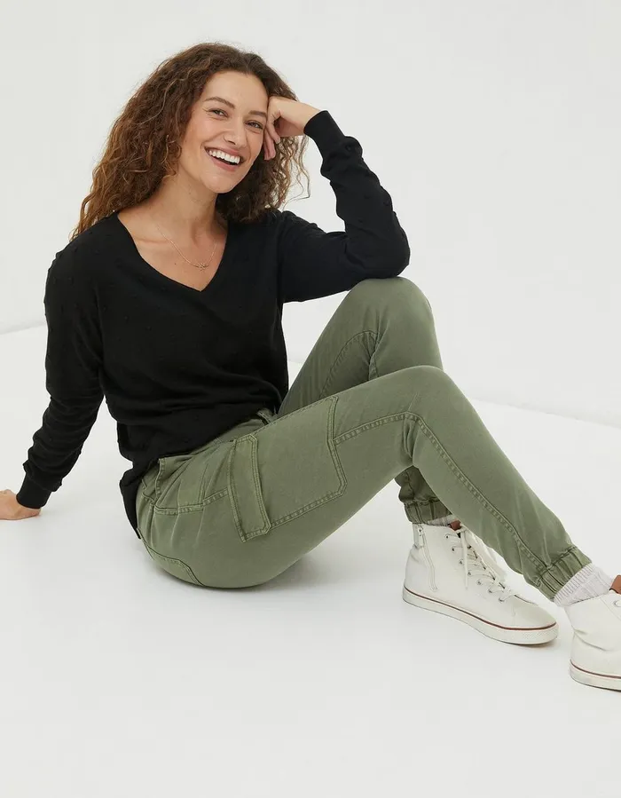 Hythe Cargo Trouser Green Women FatFace Trousers and Leggings