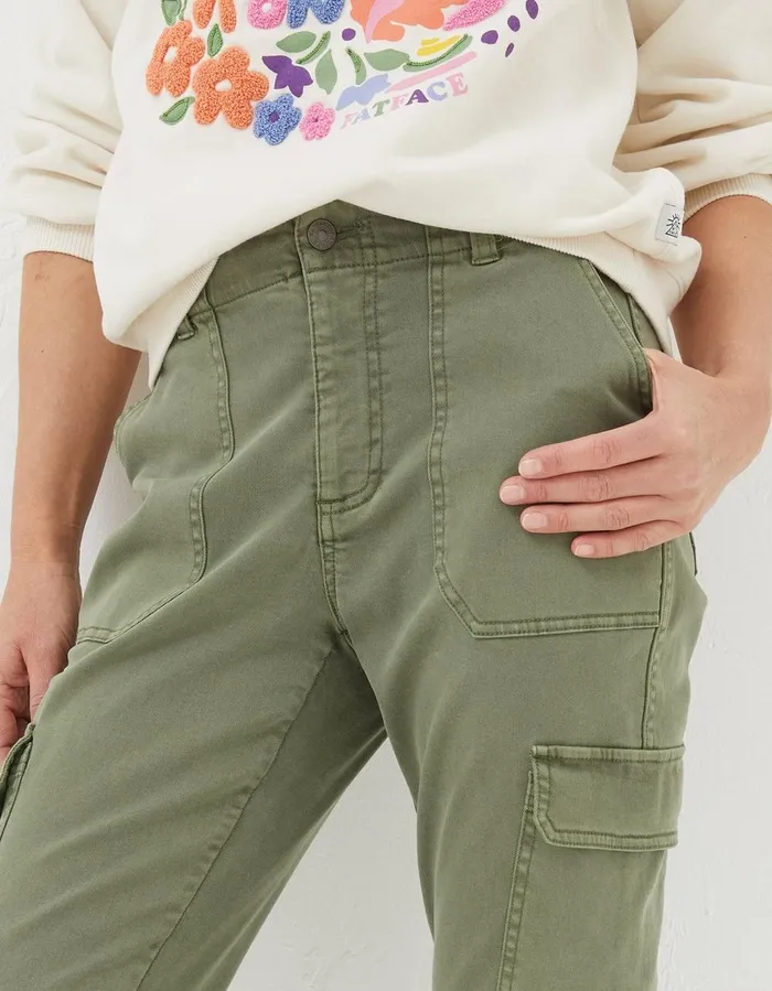 Hythe Cargo Trousers Khaki Green Women FatFace Trousers and Leggings