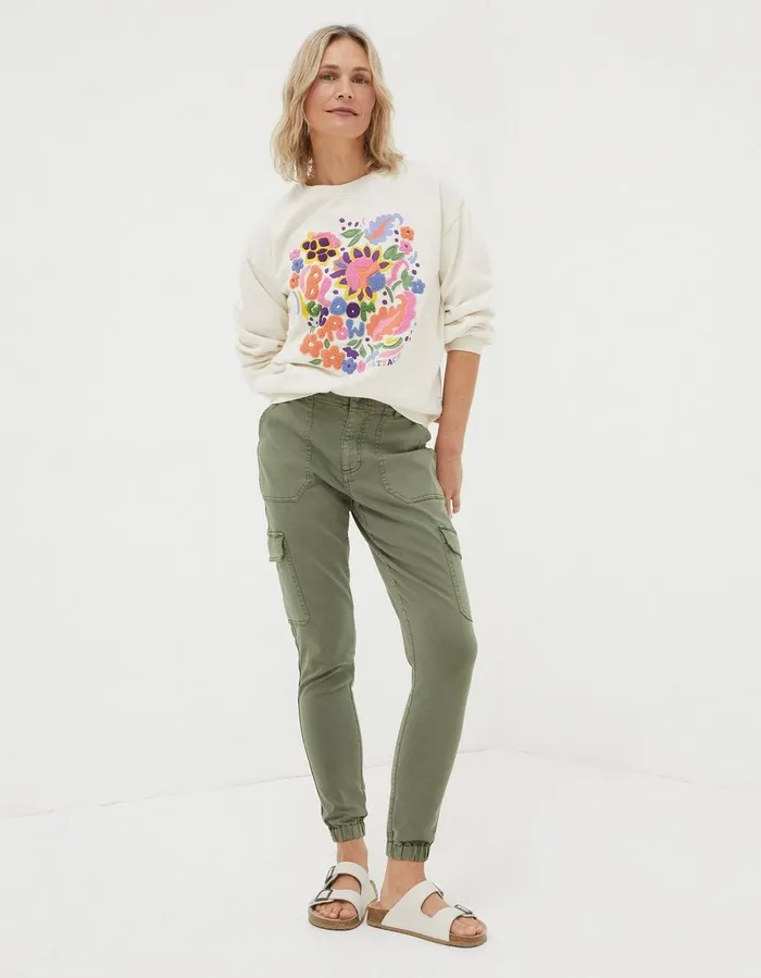 Hythe Cargo Trousers Khaki Green Women FatFace Trousers and Leggings